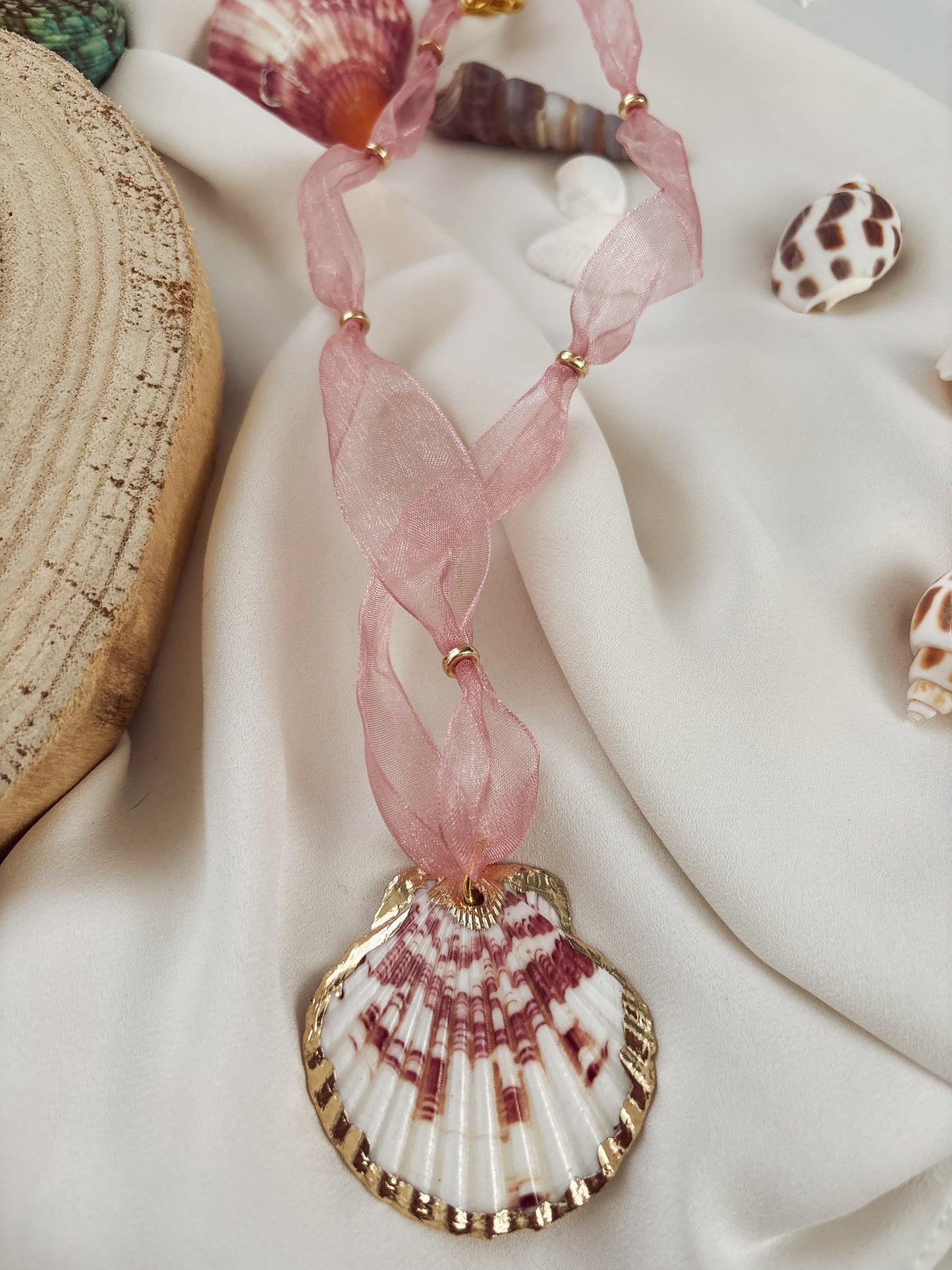 The Shoreline Charm Necklace: Coral Mist