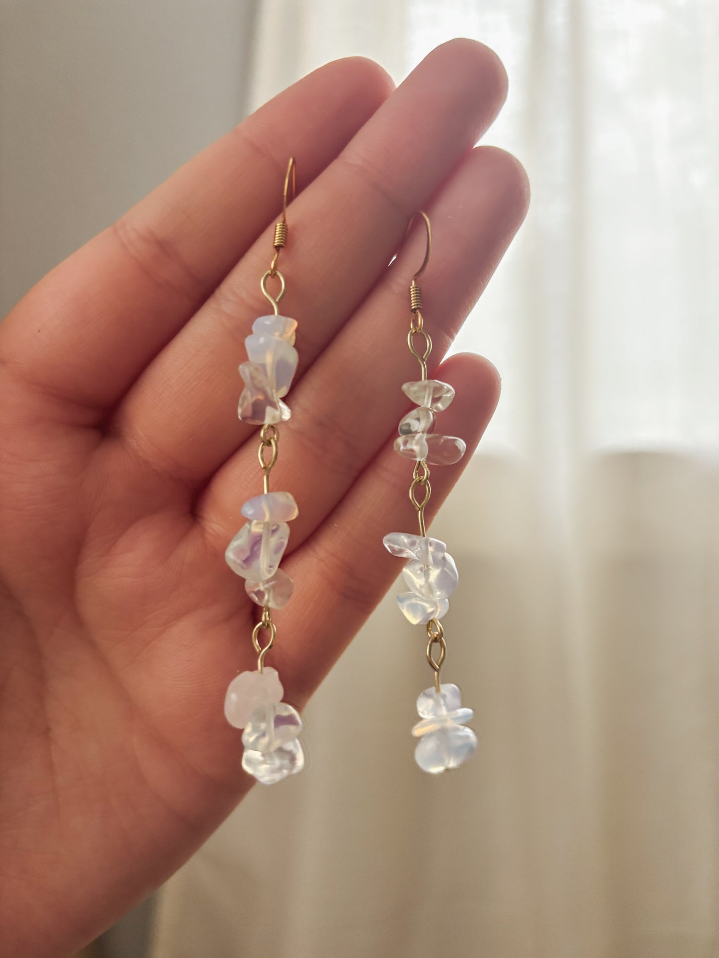 White Opal Statement Earrings