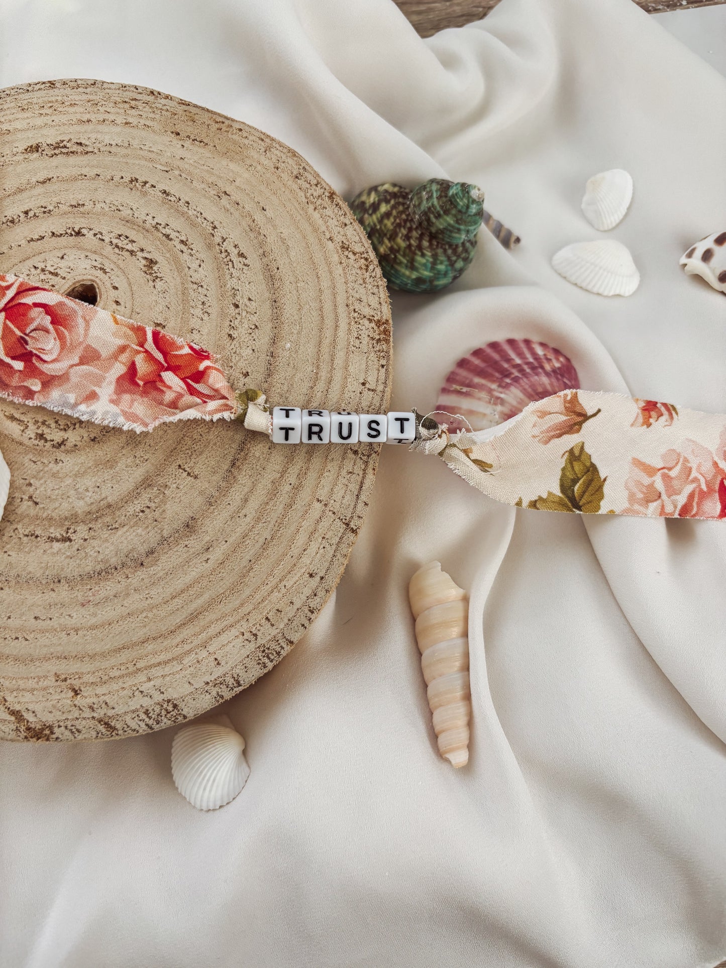 Vintage Floral Fabric Word Bracelet