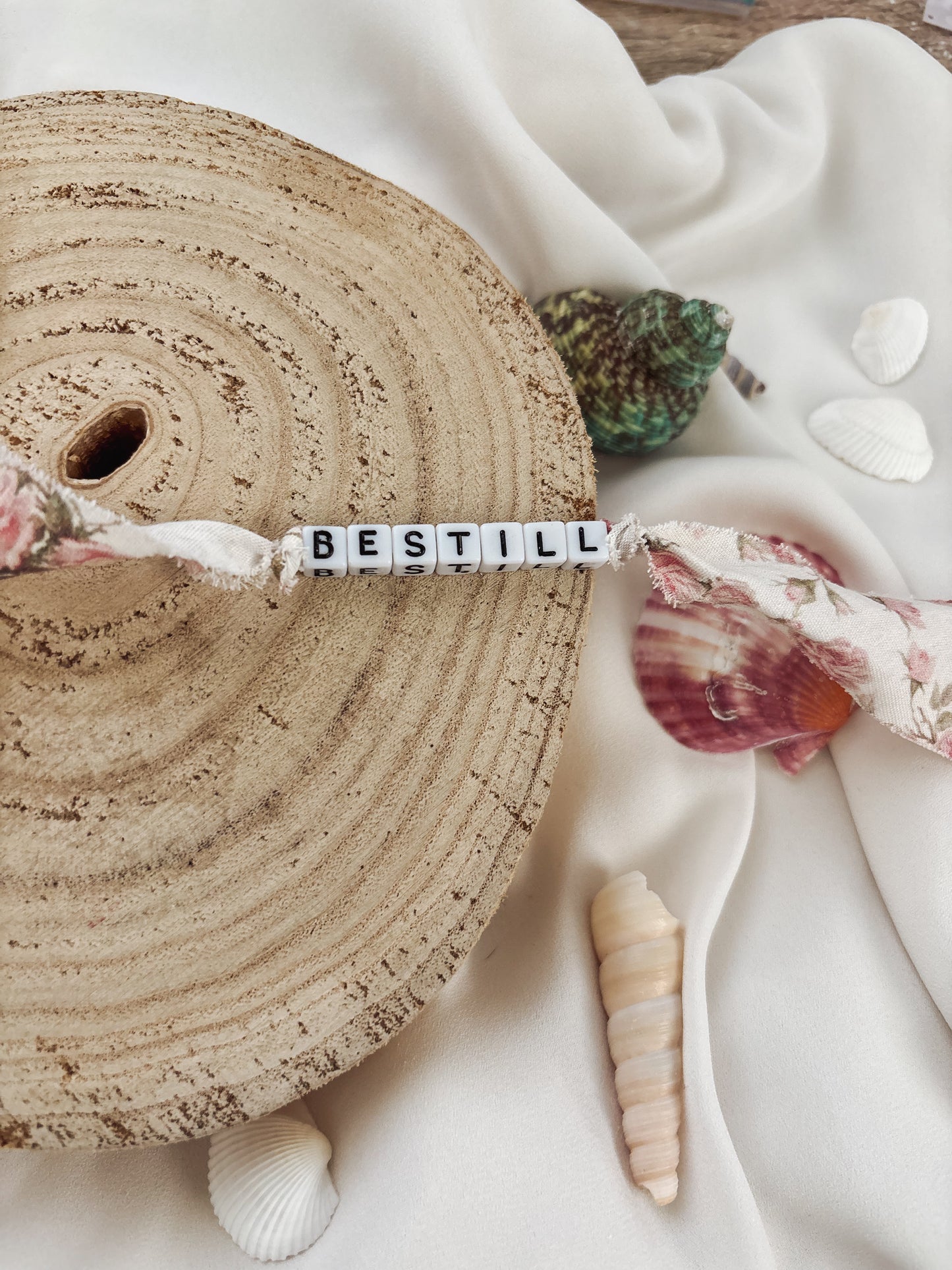 Vintage Floral Fabric Word Bracelet