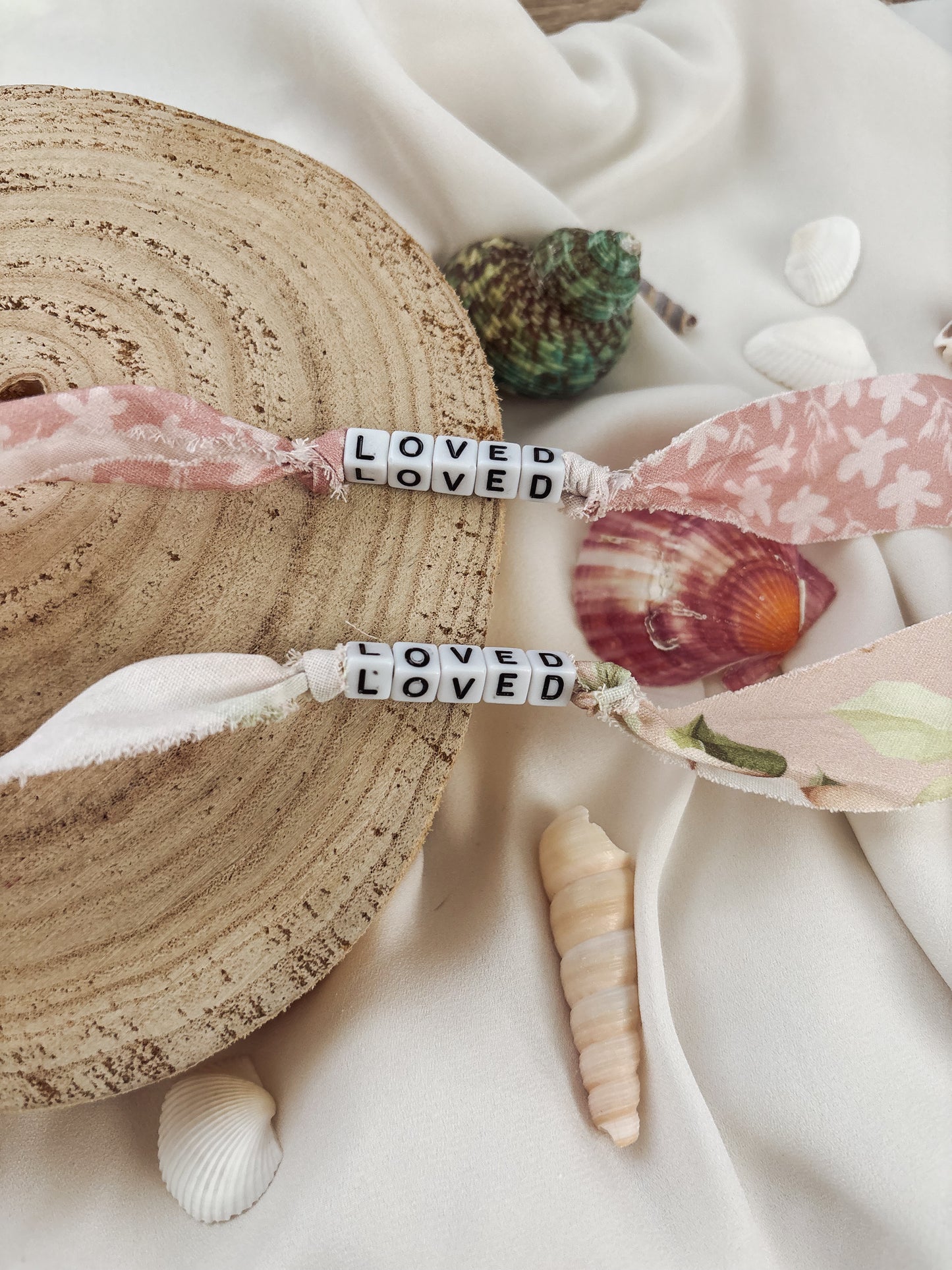 Vintage Floral Fabric Word Bracelet