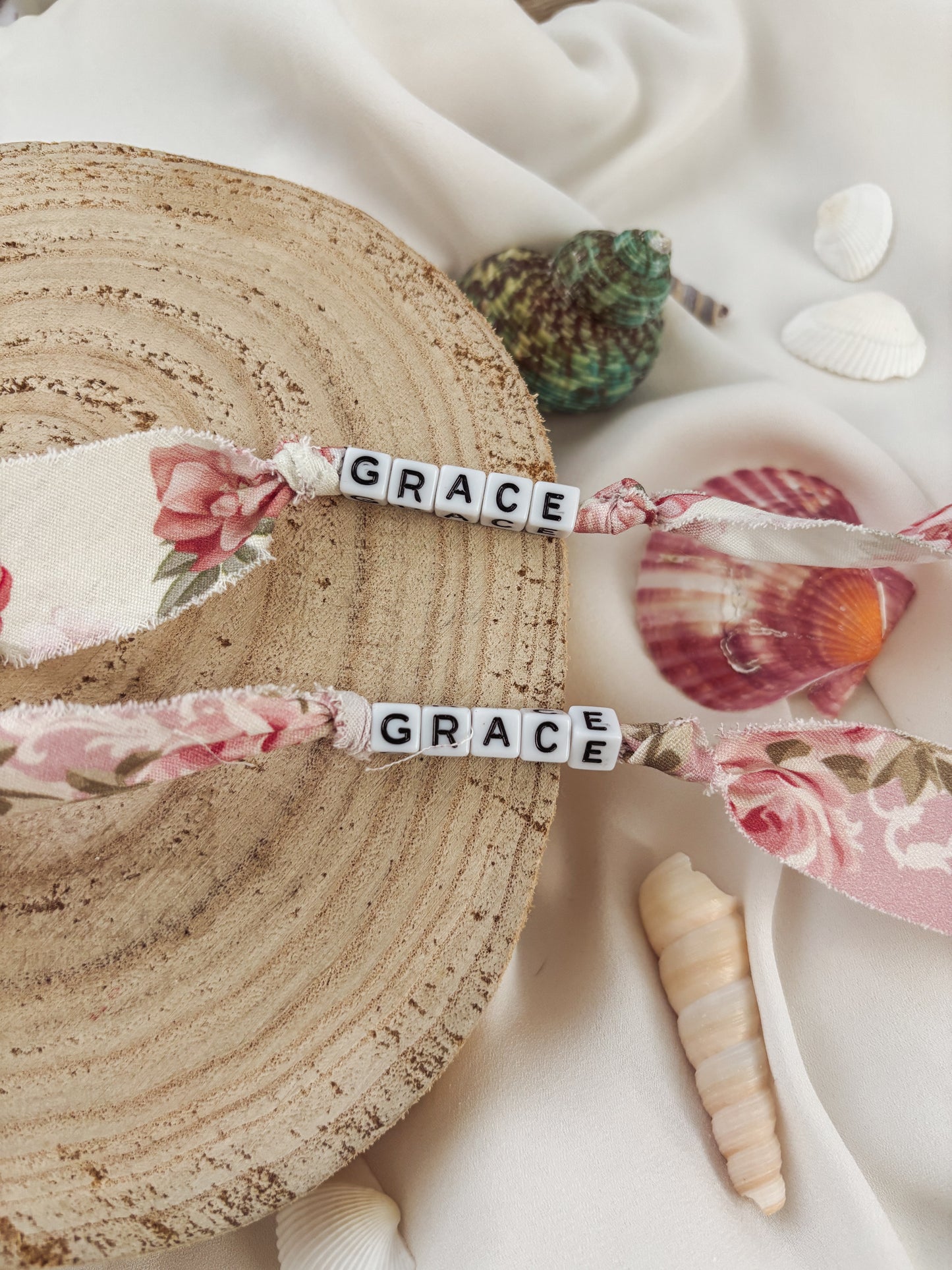 Vintage Floral Fabric Word Bracelet