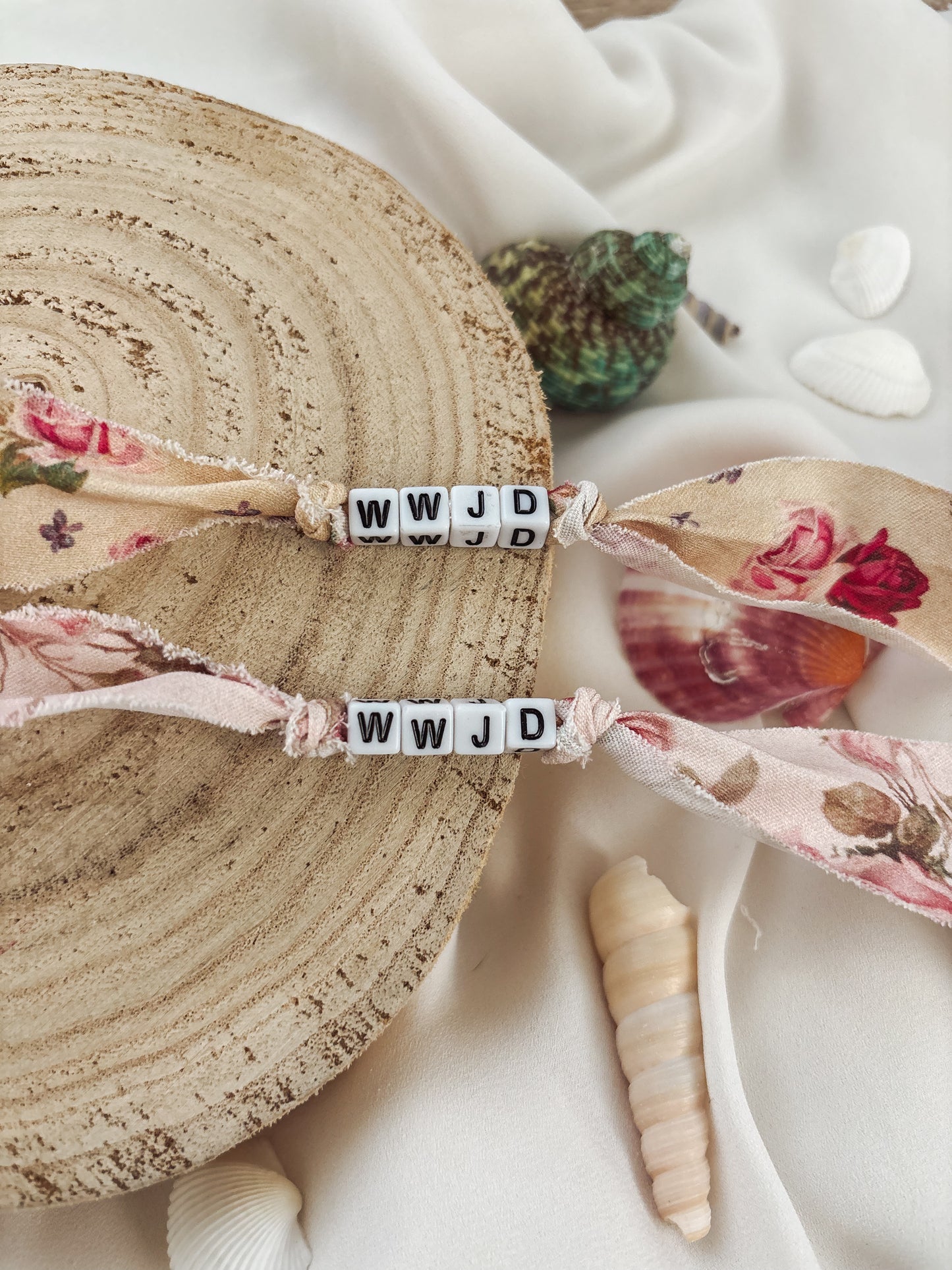 Vintage Floral Fabric Word Bracelet
