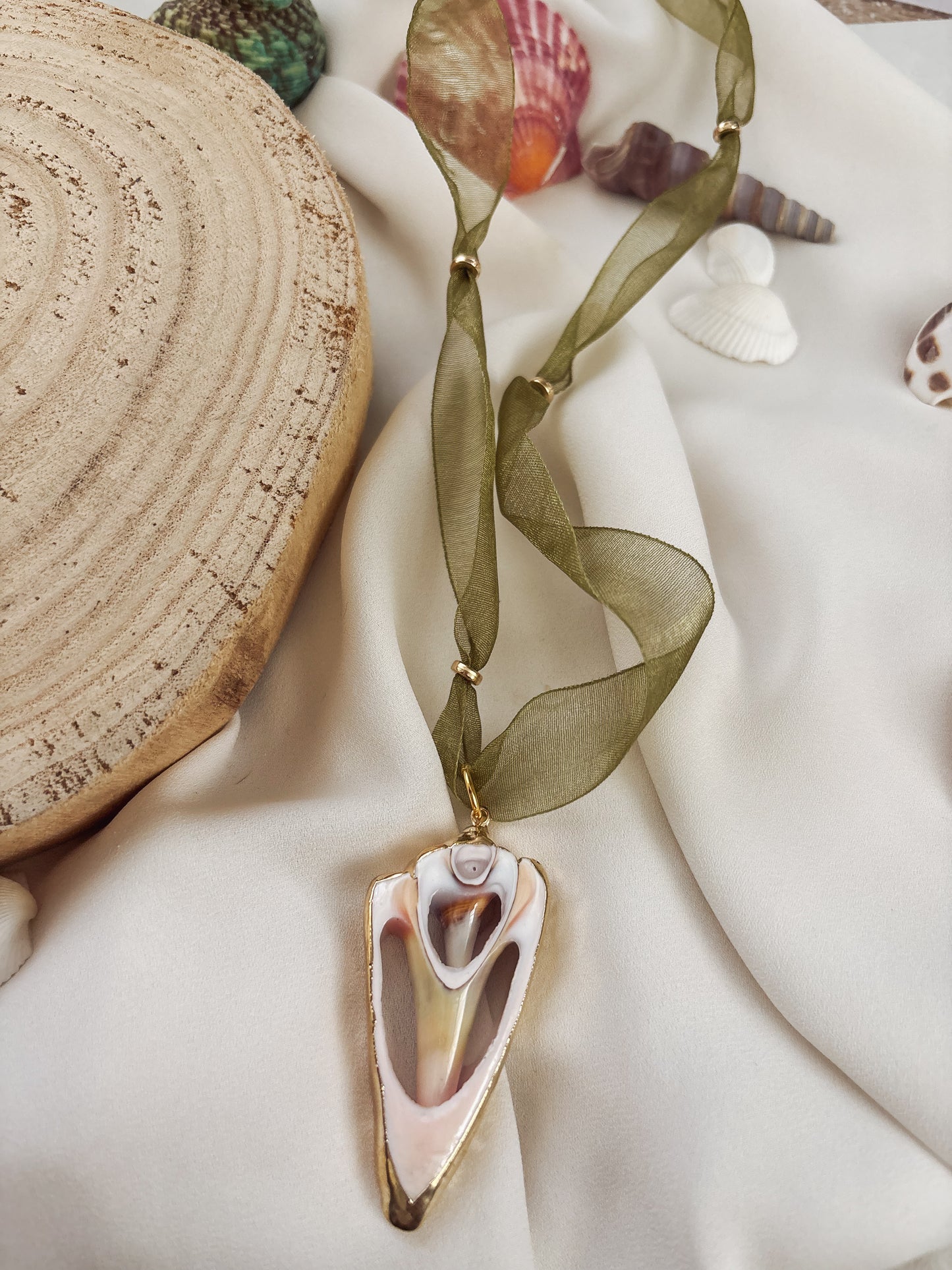 The Shoreline Charm Necklace: Marsh Grass Green