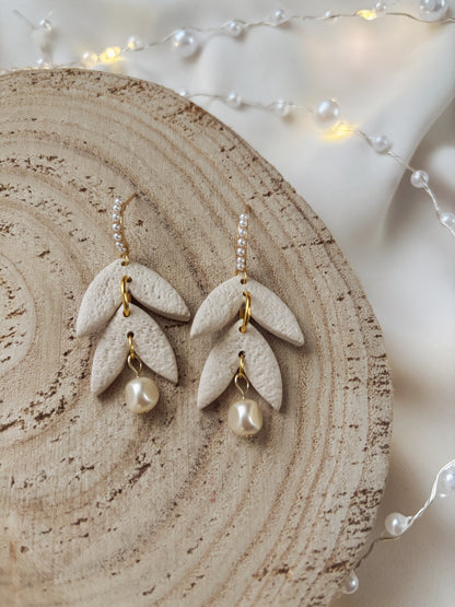 Pearl Post Bridal Clay Earrings