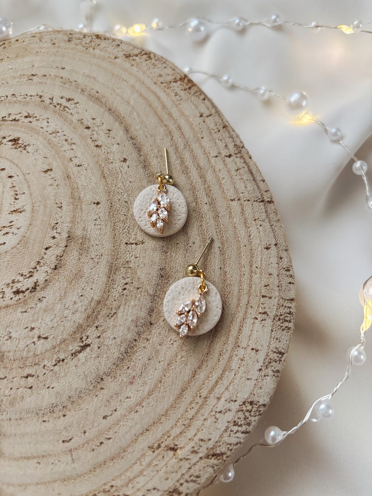 Small Clay Earrings with Glass Charms