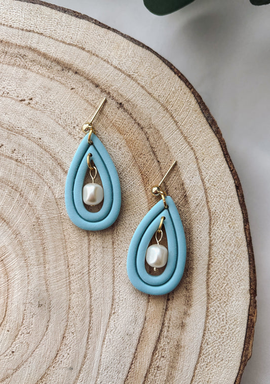 Blue Clay Teardrop Earrings