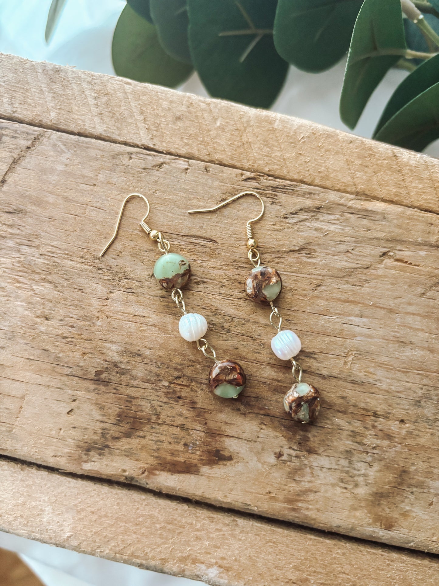 Imperial Jasper & Freshwater Pearl Earrings