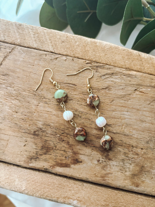 Imperial Jasper & Freshwater Pearl Earrings