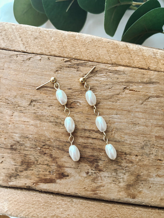 Glass Pearl Link Earrings