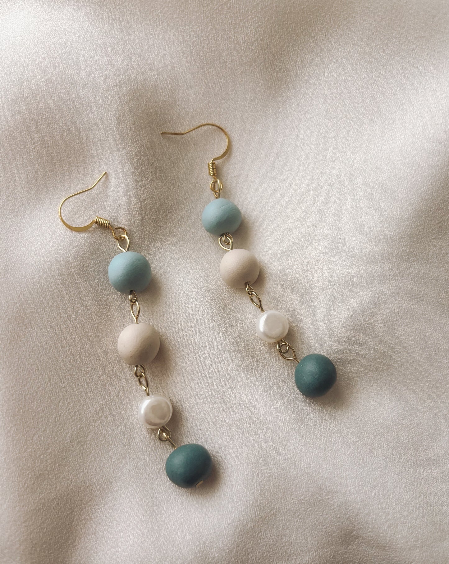 Clay Beaded Earrings with Freshwater Pearls