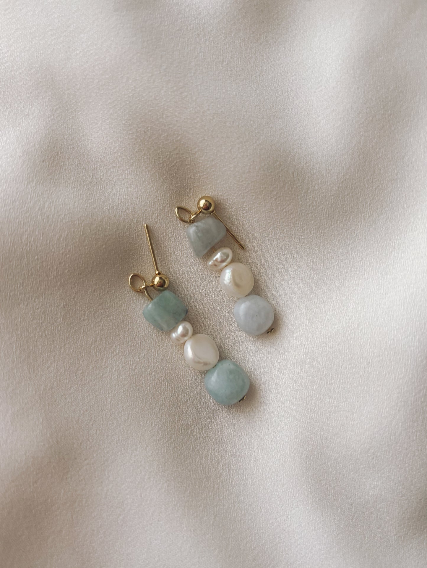 Aquamarine & Pearl Earrings