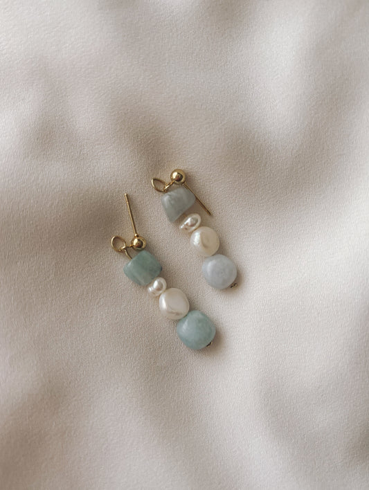 Aquamarine & Pearl Earrings